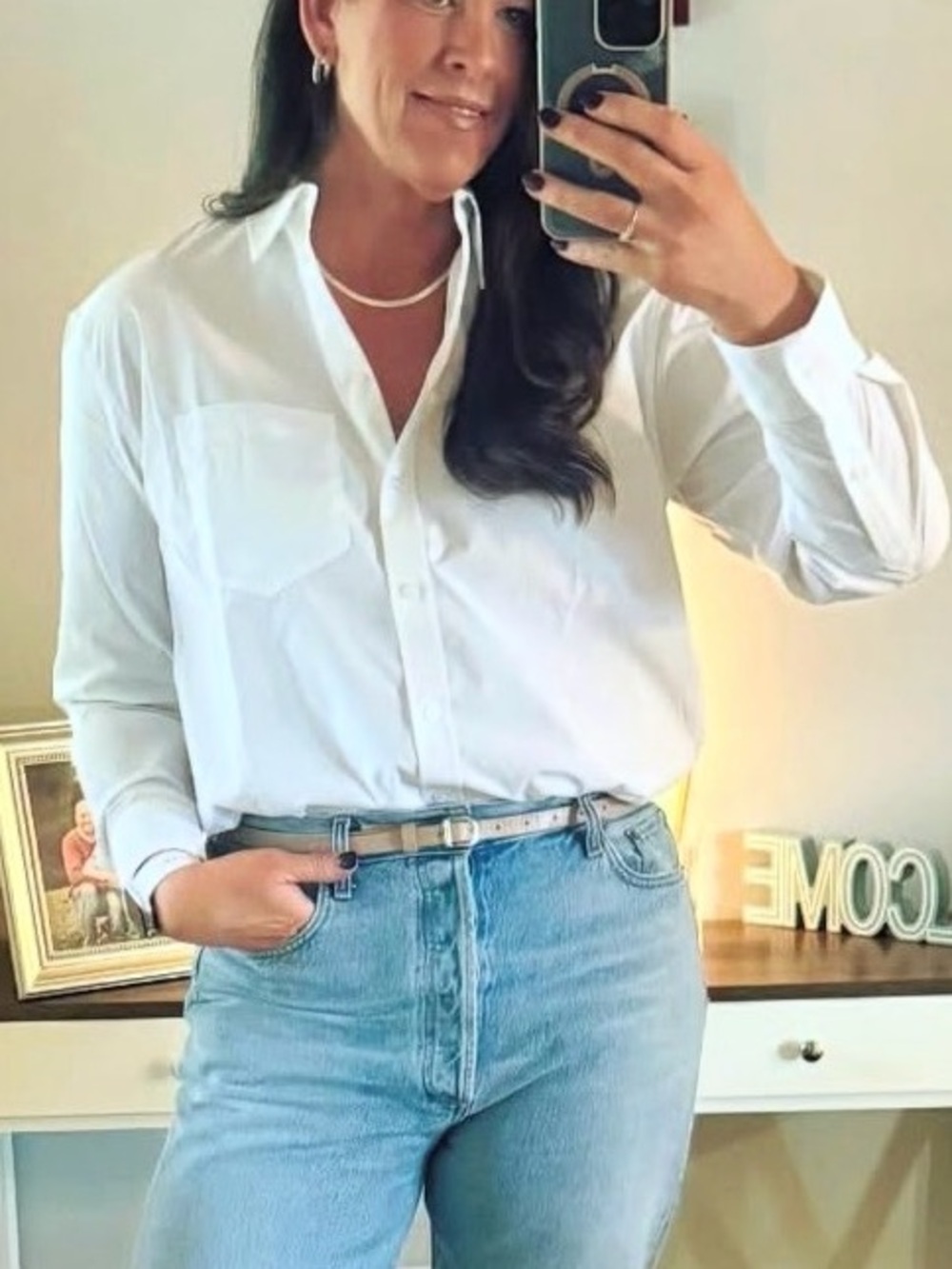Athleta White Midday Relaxed Shirt - Med Tall